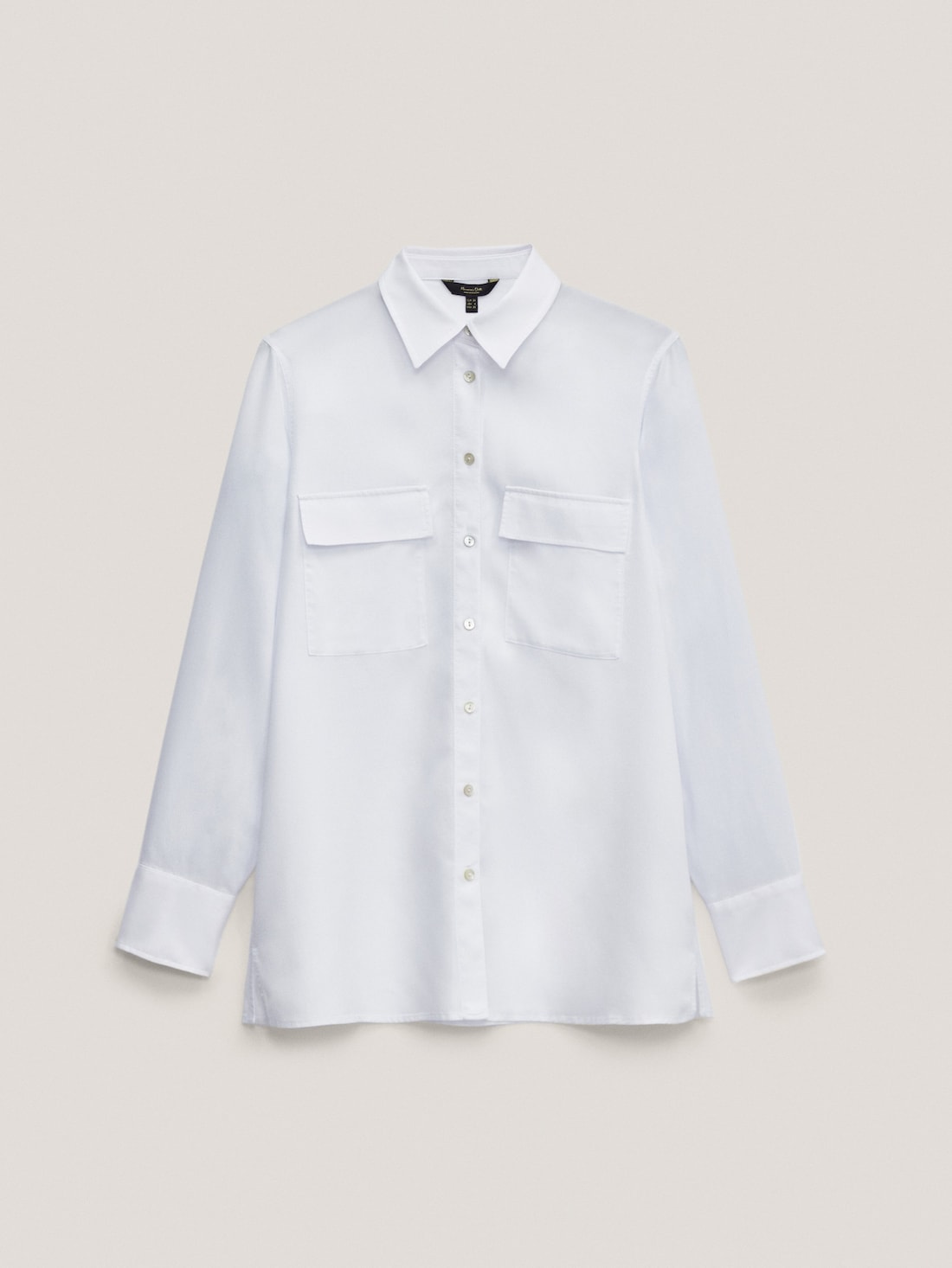 БЕЛЫЙ Рубашка из 100% лиоцелла с карманами Massimo Dutti
