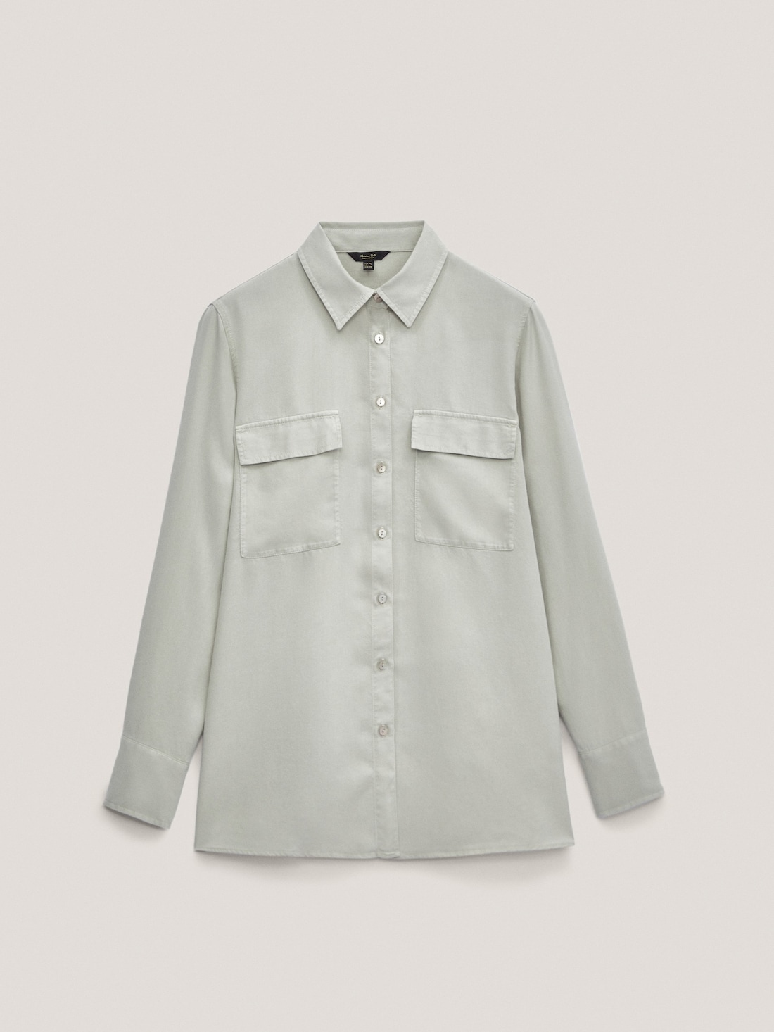 ЖЕМЧУЖНО-СЕРЫЙ Рубашка из 100% лиоцелла с карманами Massimo Dutti