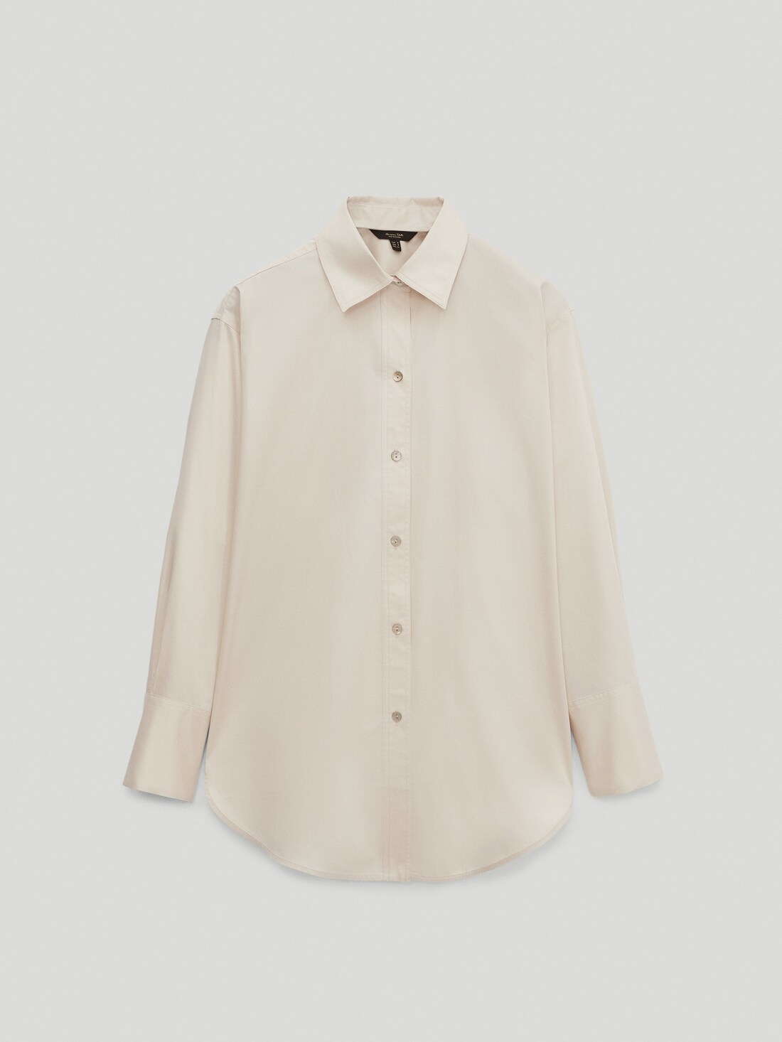 Дымчатый Рубашка из 100% хлопкового сатинового поплина Massimo Dutti