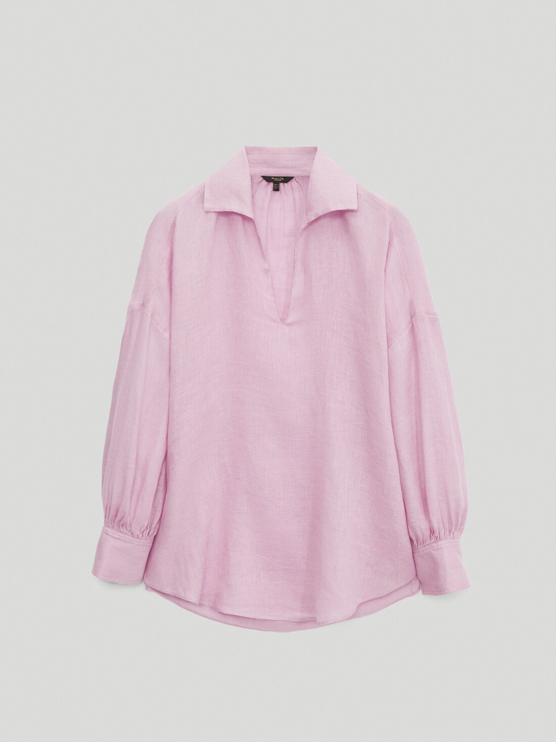 ЦВЕТ МАЛЬВЫ Блуза с V-образным вырезом изо льна Massimo Dutti