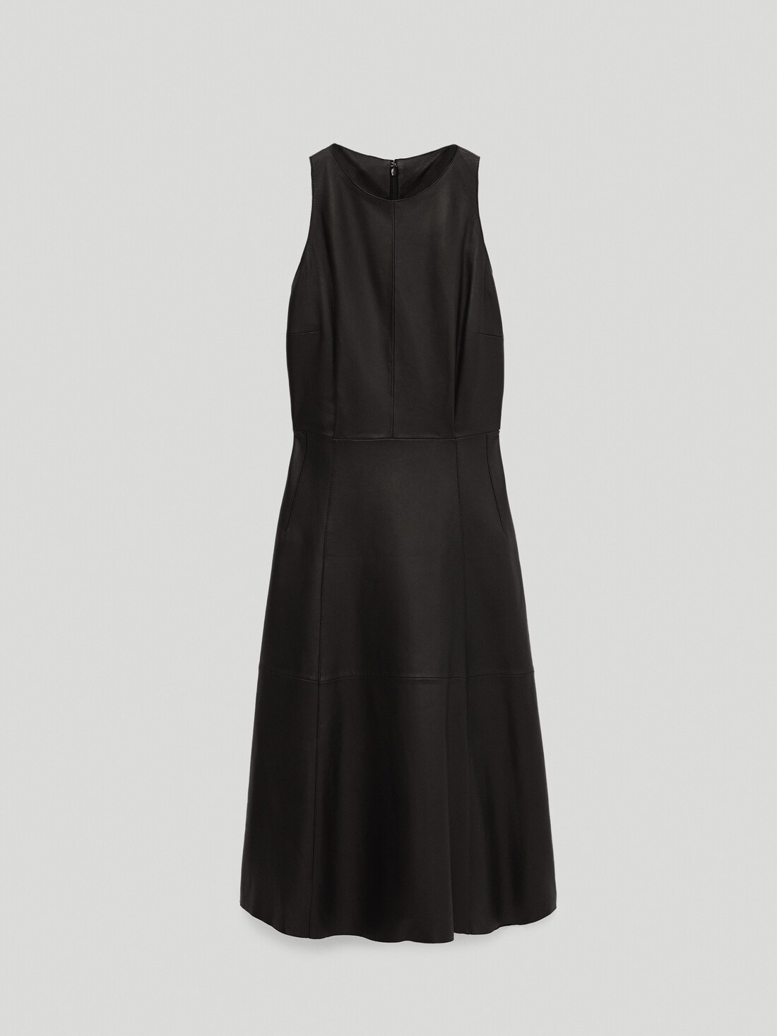 ЧЕРНЫЙ Черное платье из мягкой кожи наппа Massimo Dutti