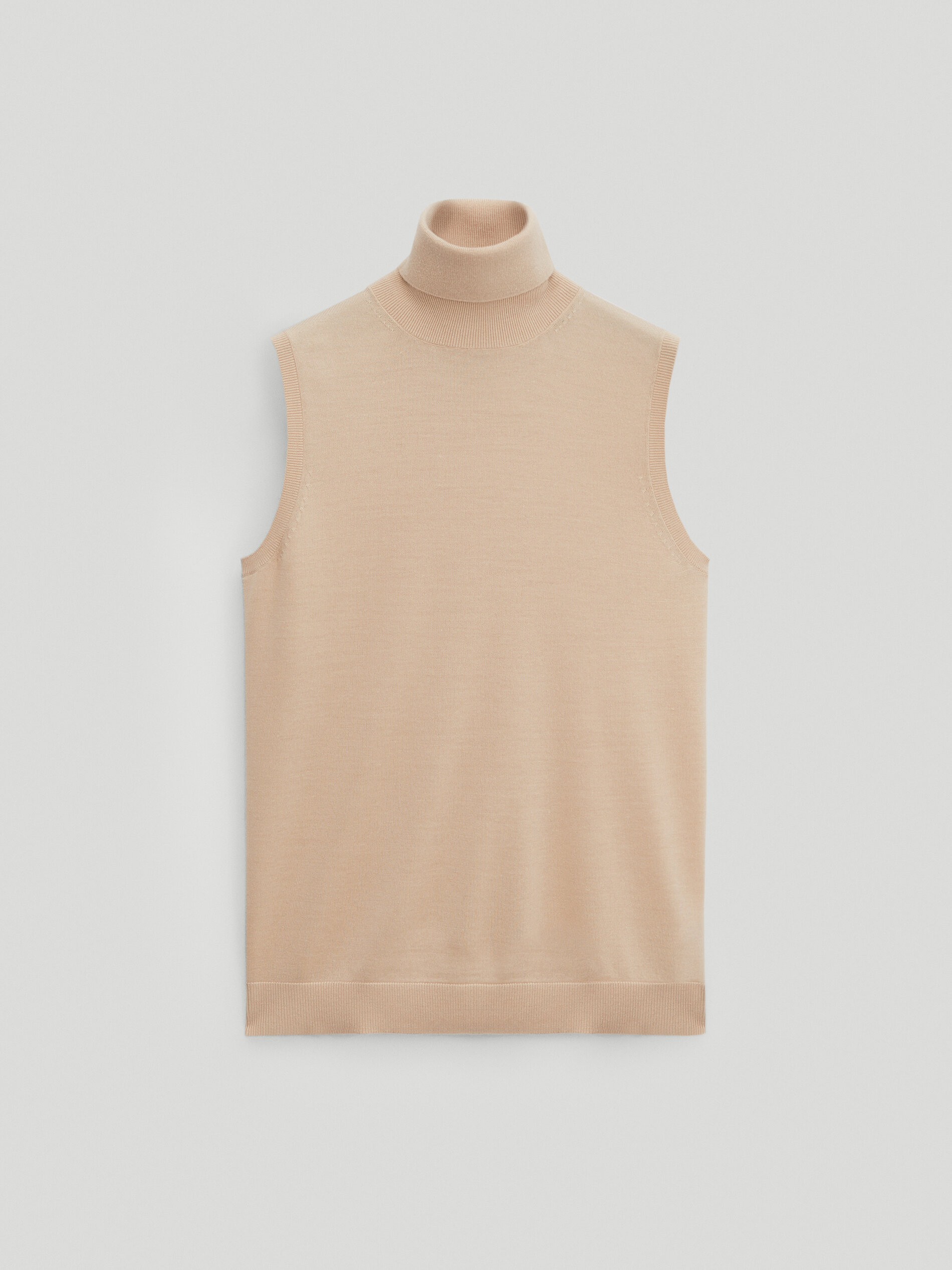 Sleeveless silk and wool sweater - null 