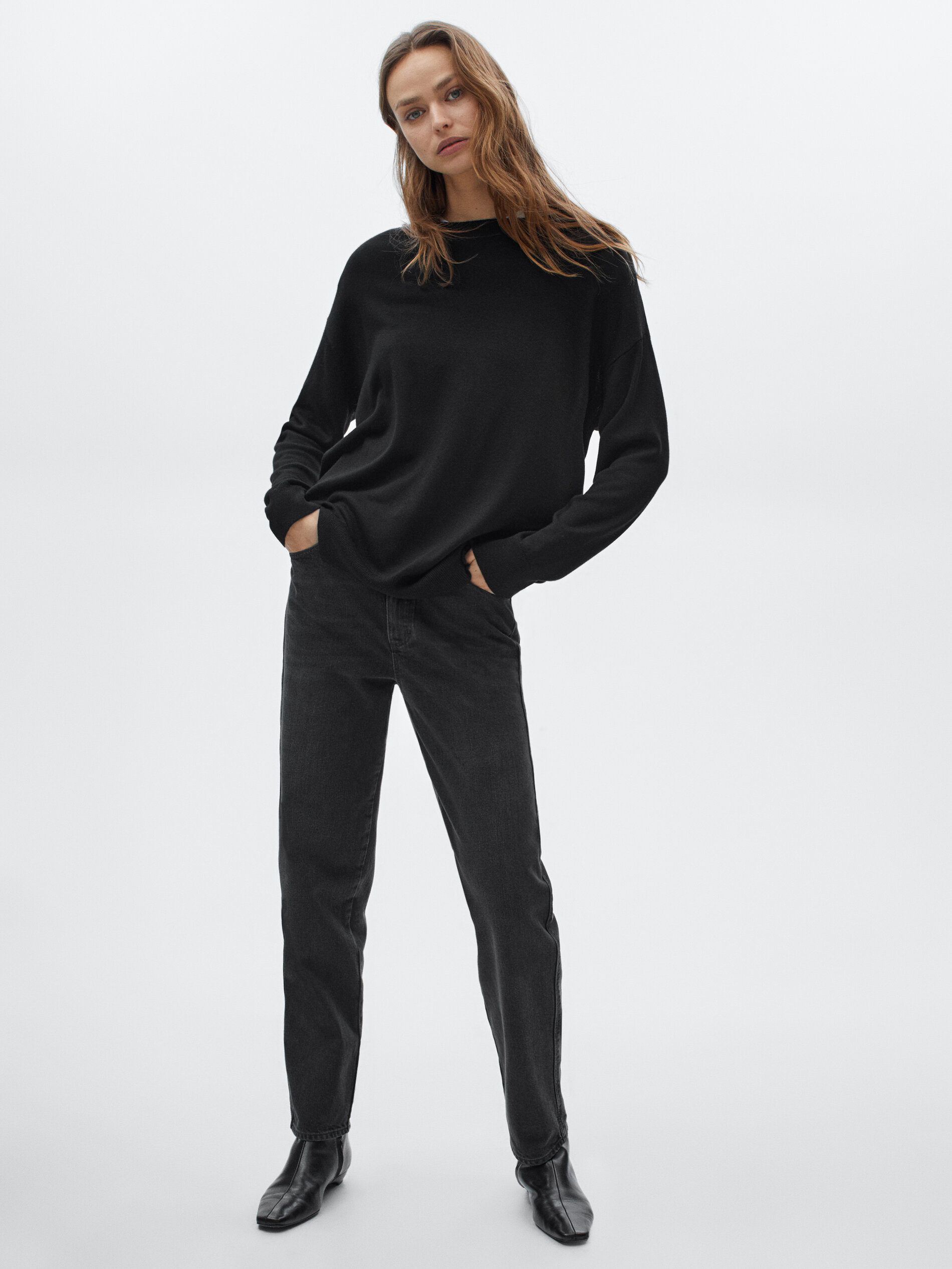 Pullover boyfriend con collo rotondo - Women - Massimo Dutti