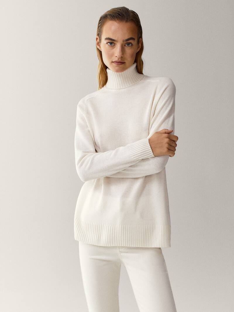 Rollkragenpullover Aus Wolle Und Kaschmir Damen Massimo Dutti