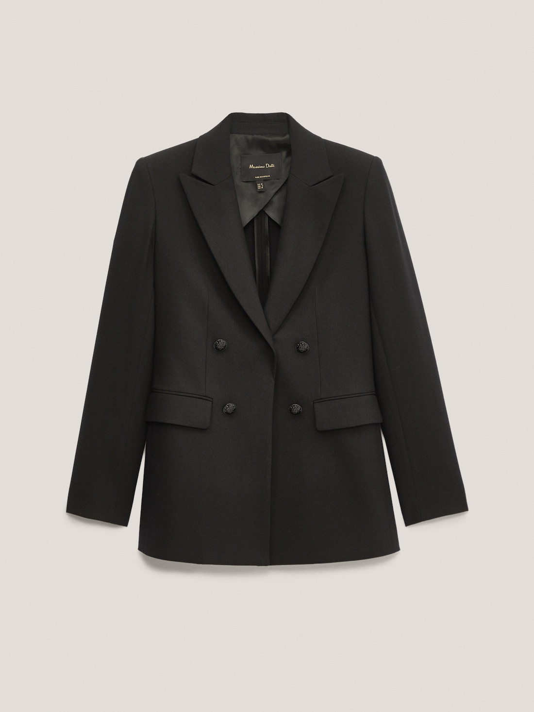 ЧЕРНЫЙ Черный пиджак с ложной двубортной застежкой Massimo Dutti