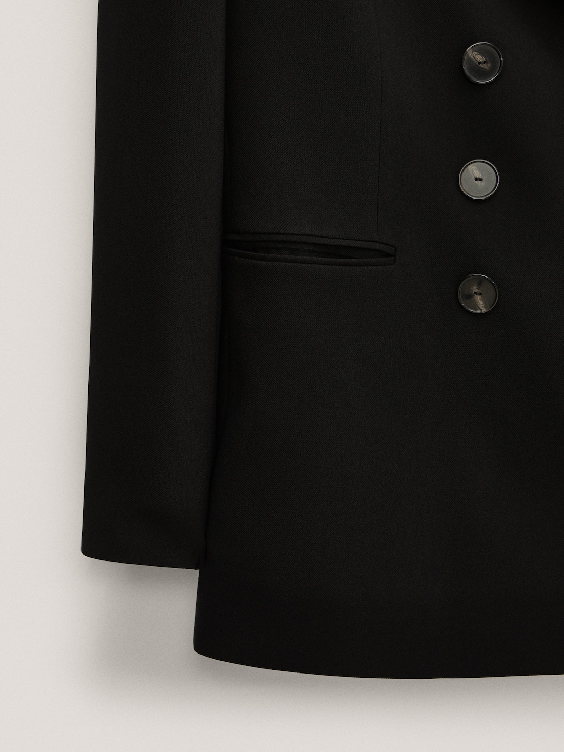 ЧЕРНЫЙ Двубортный пиджак из крепа Massimo Dutti