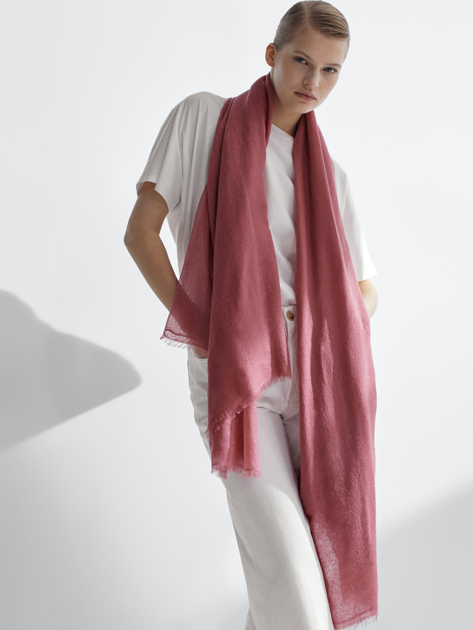 Cashmere, wool and silk scarf - null 