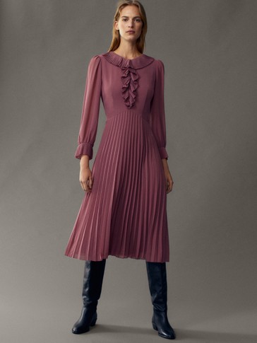 massimo dutti pleated dress