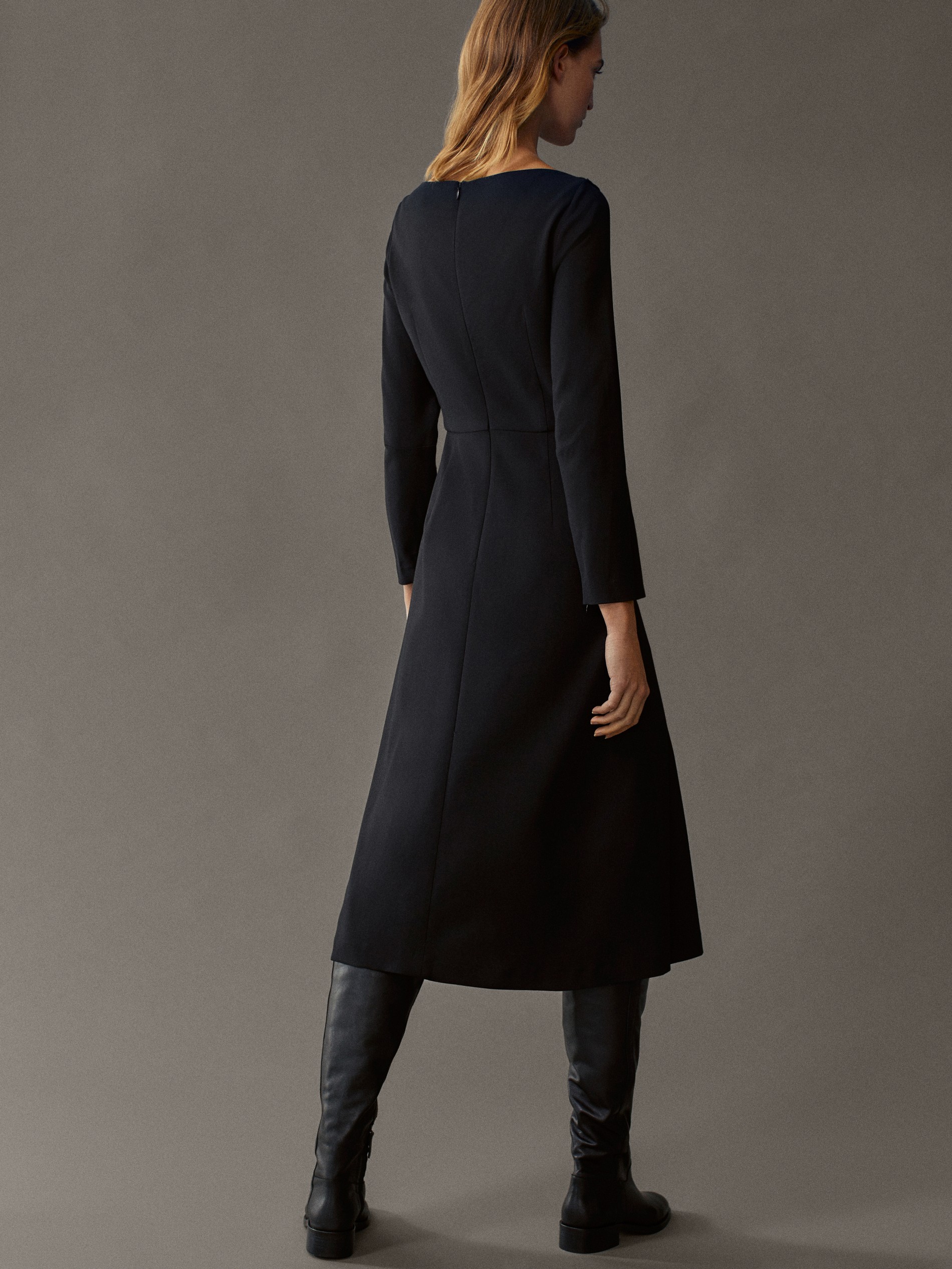 Long black dress - Women - Massimo Dutti