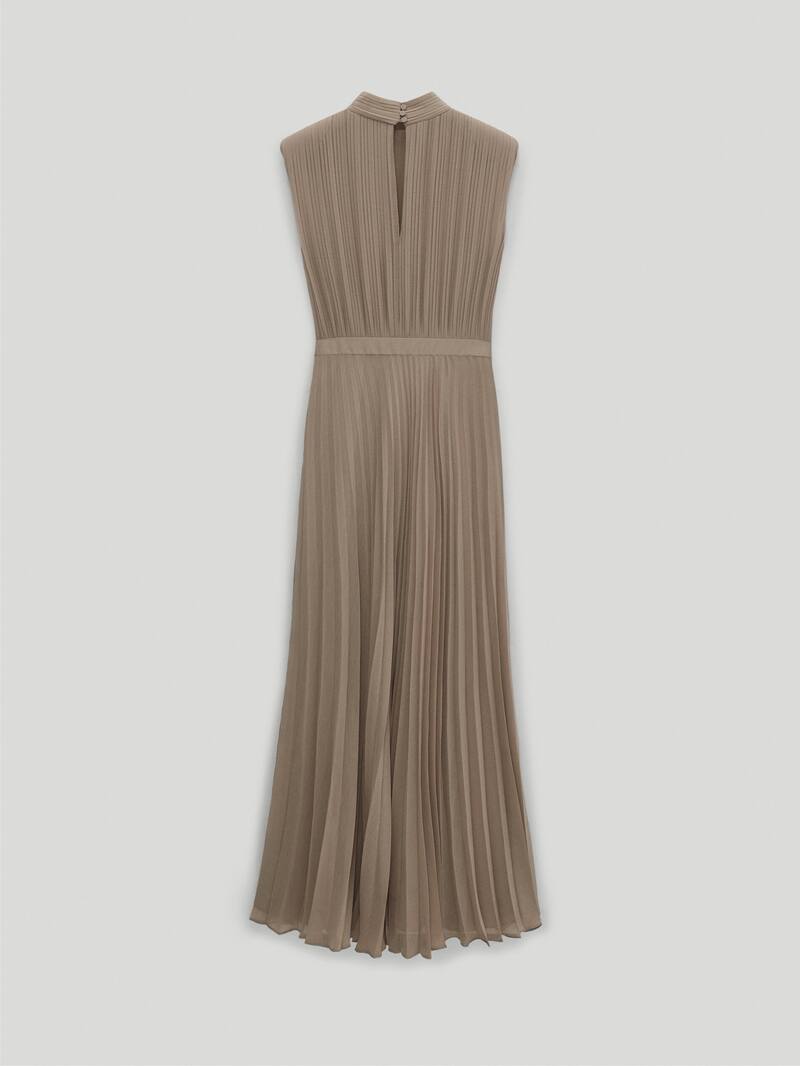 فستان بثنيات مع حزام مرصع بحجر الراين women massimo dutti