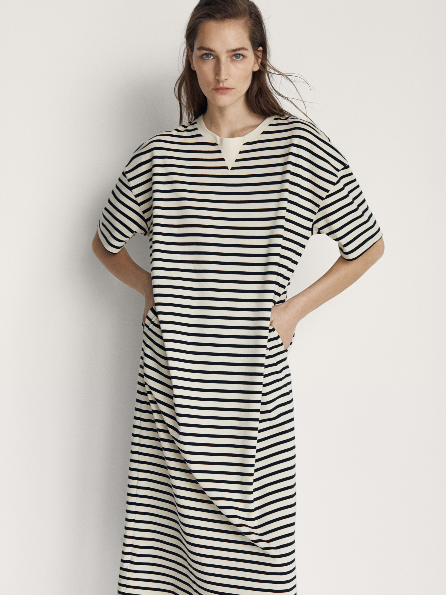 Short sleeve striped dress Clearance