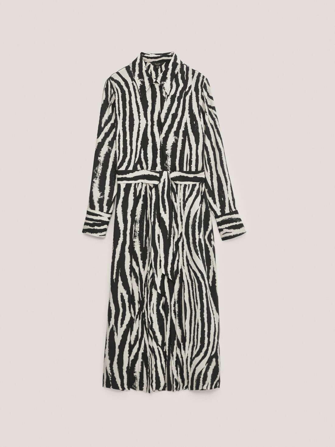 ШОКОЛАДНЫЙ Длинное платье с принтом «Зебра» Massimo Dutti