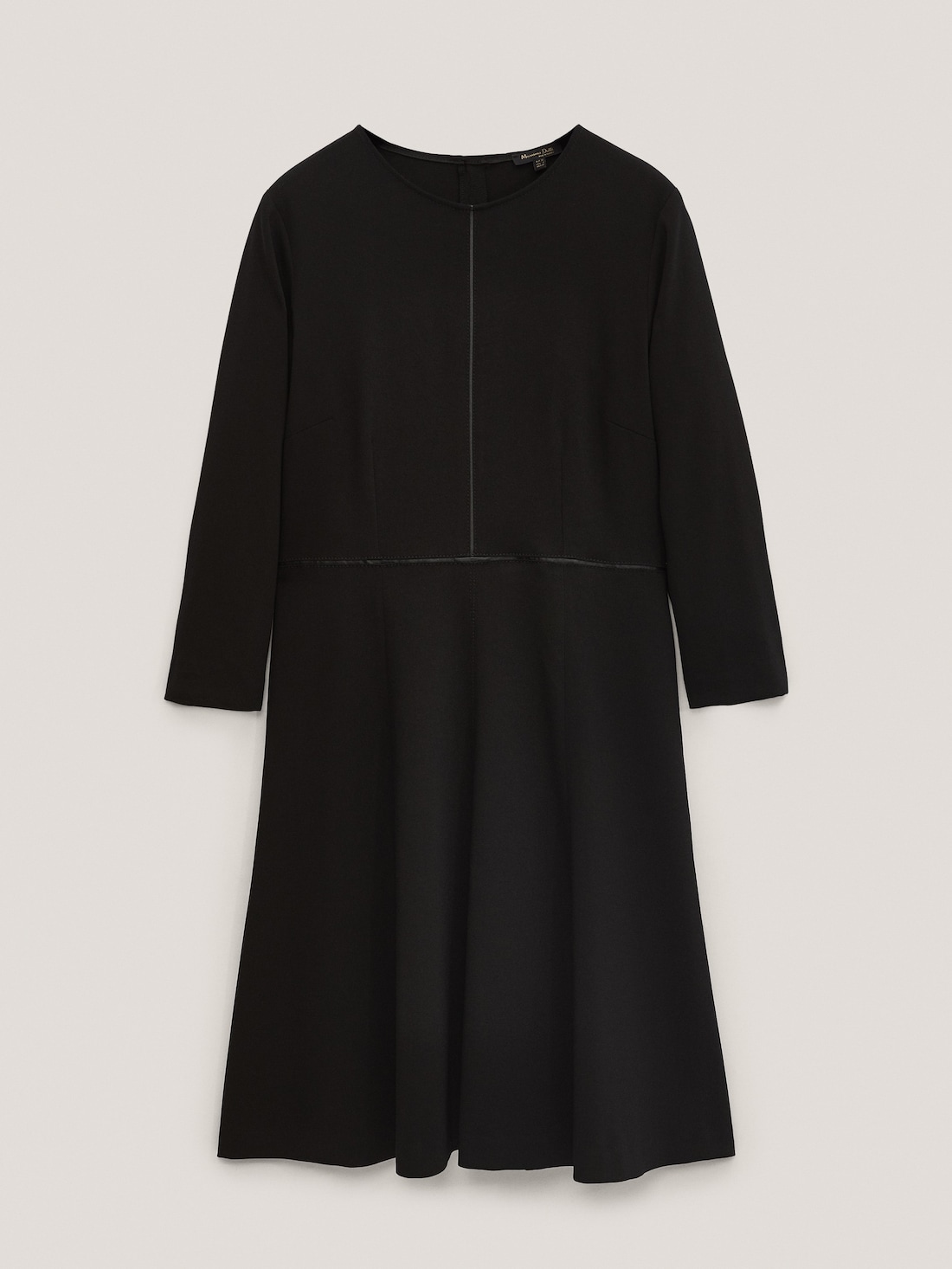 ЧЕРНЫЙ Короткое черное платье с вставкой из искусственной кожи Massimo Dutti