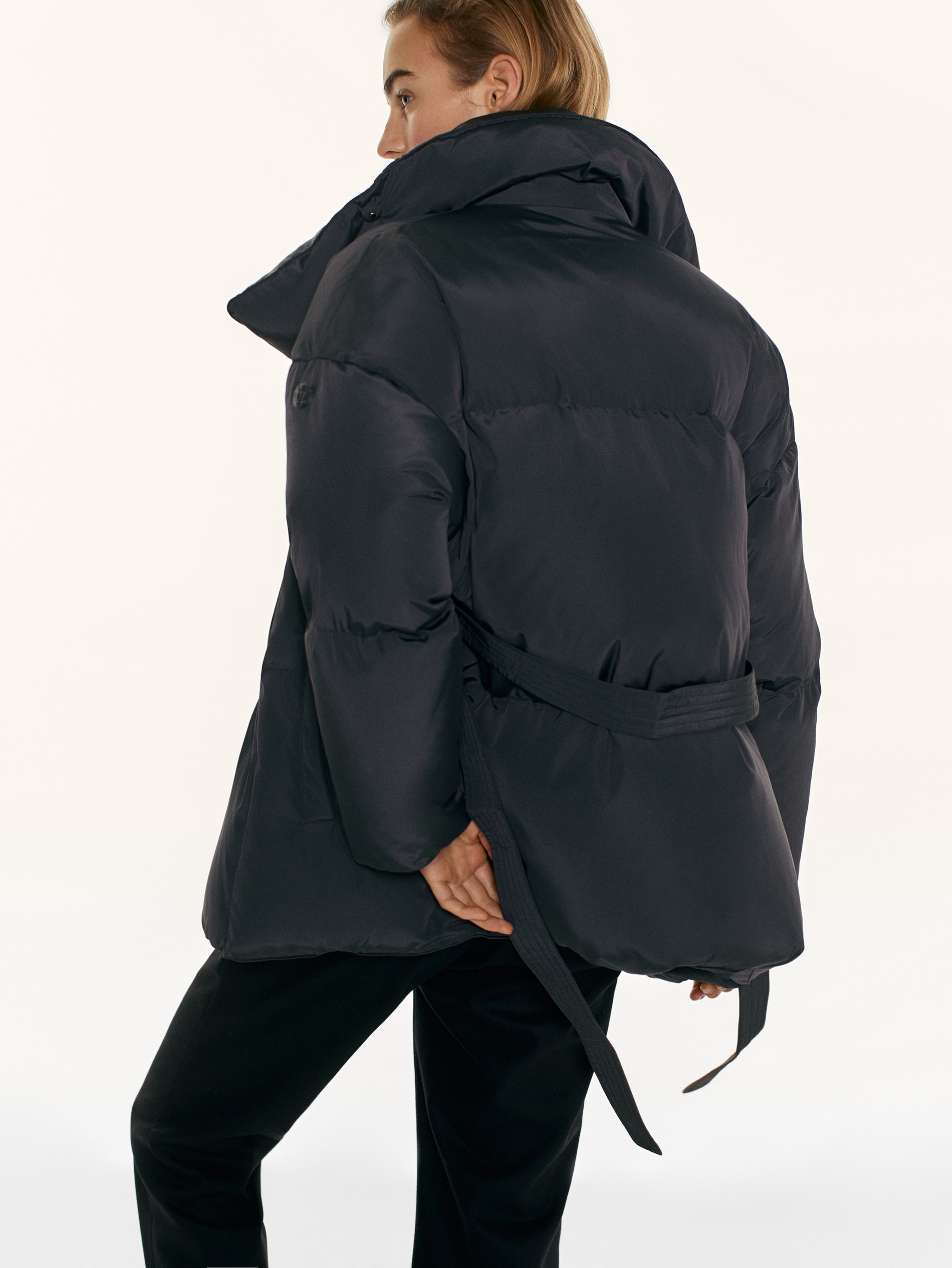 down jacket with belt