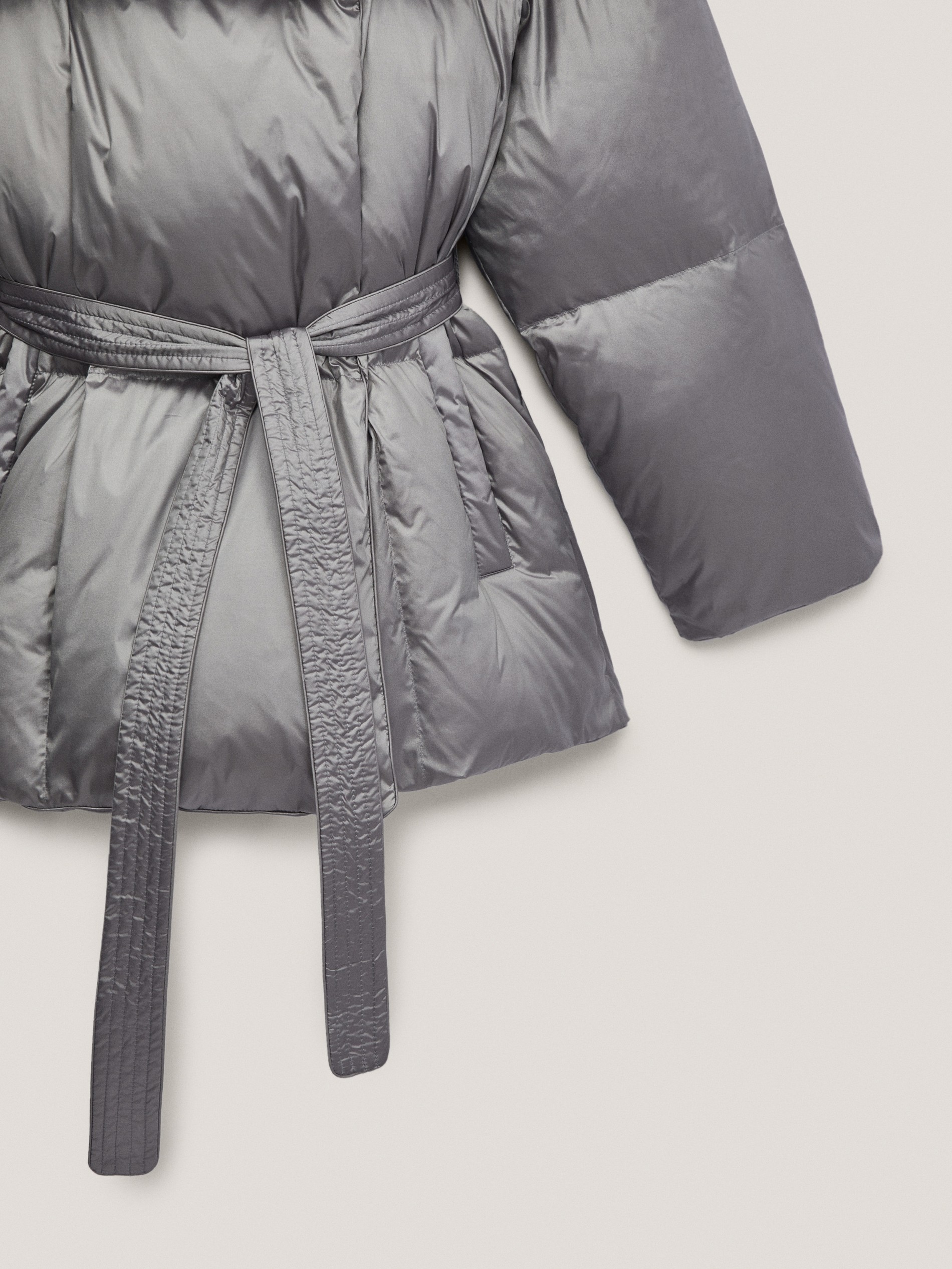 massimo dutti down puffer jacket with belt