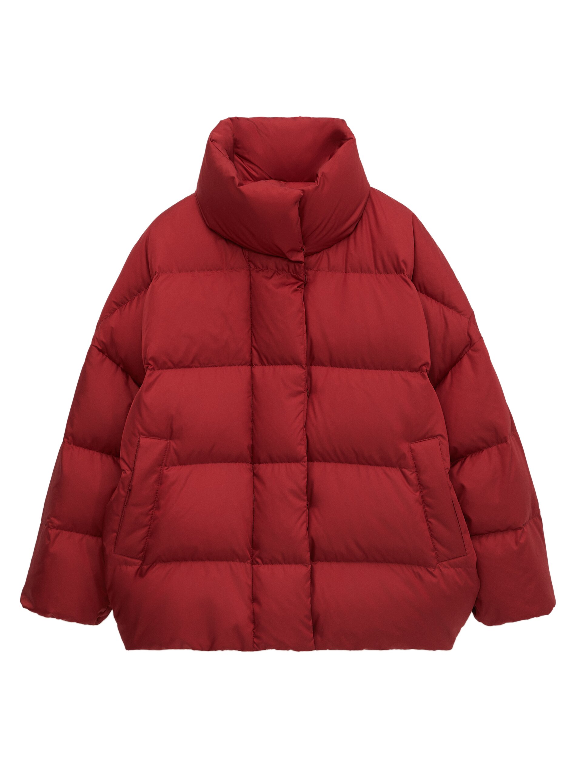 Puffer jacket with contrast knit 