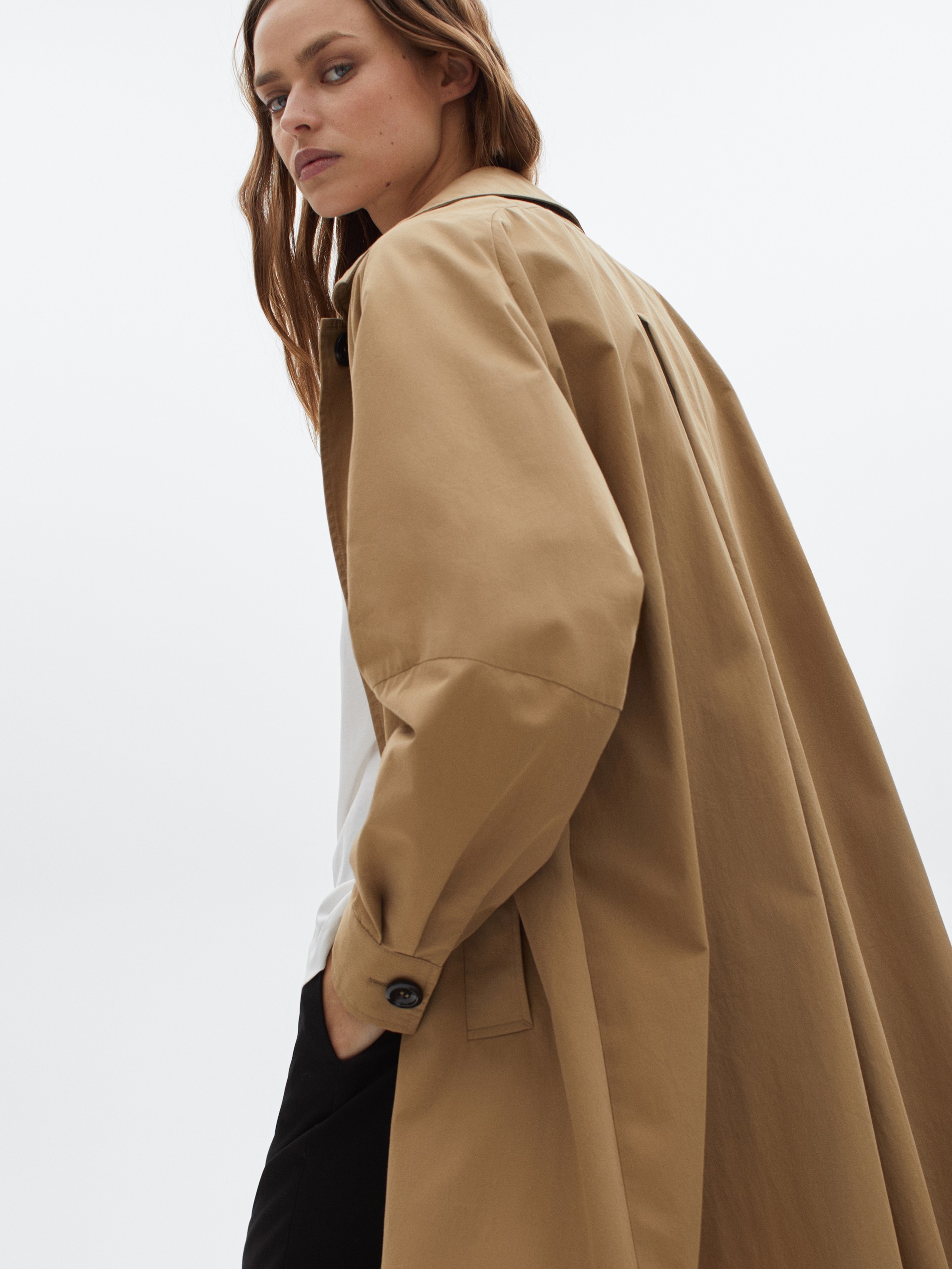 zara trench coat with pleated back