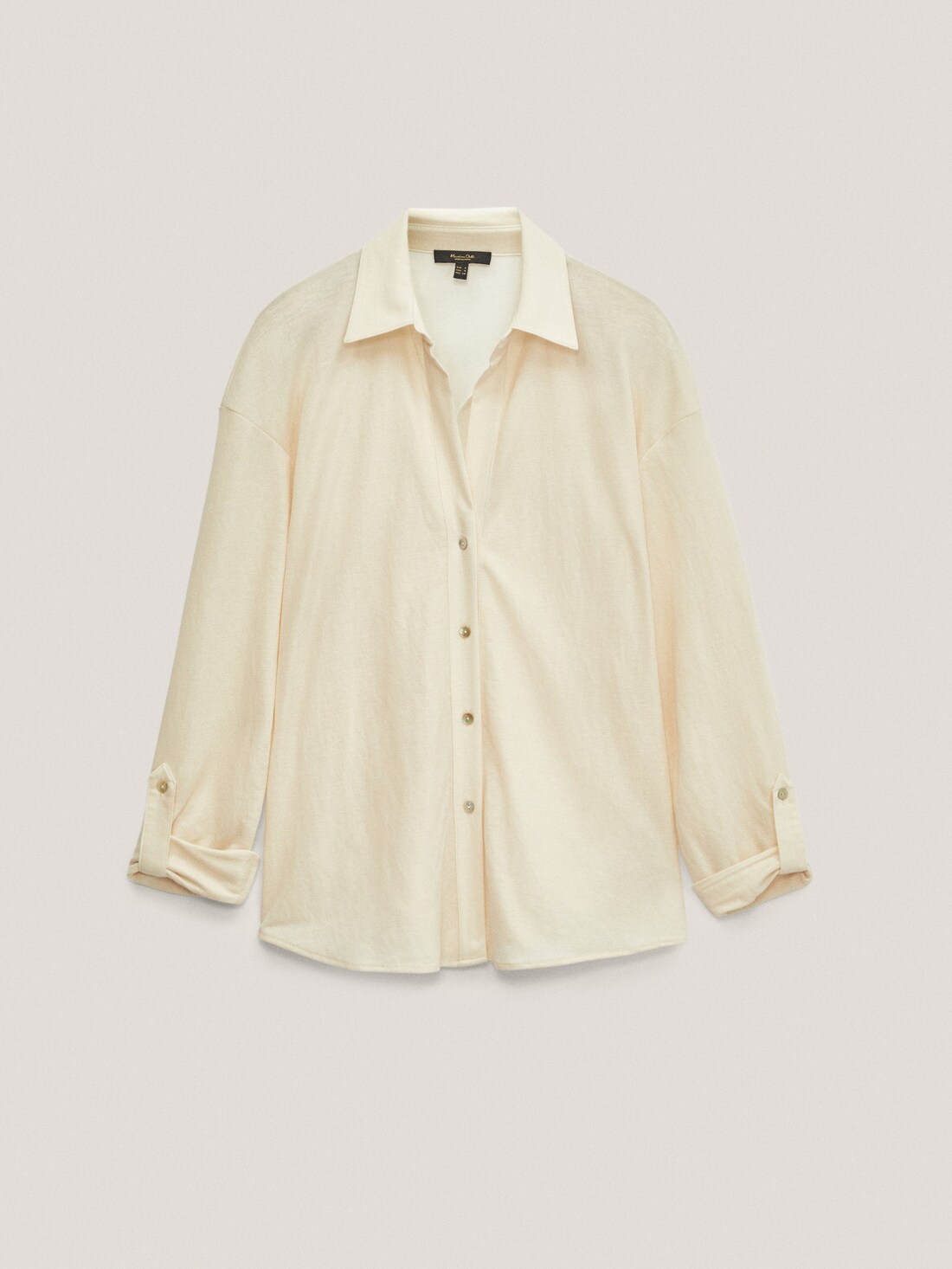 Бежевый Рубашка из струящейся ткани с подворачиваемыми рукавами Massimo Dutti