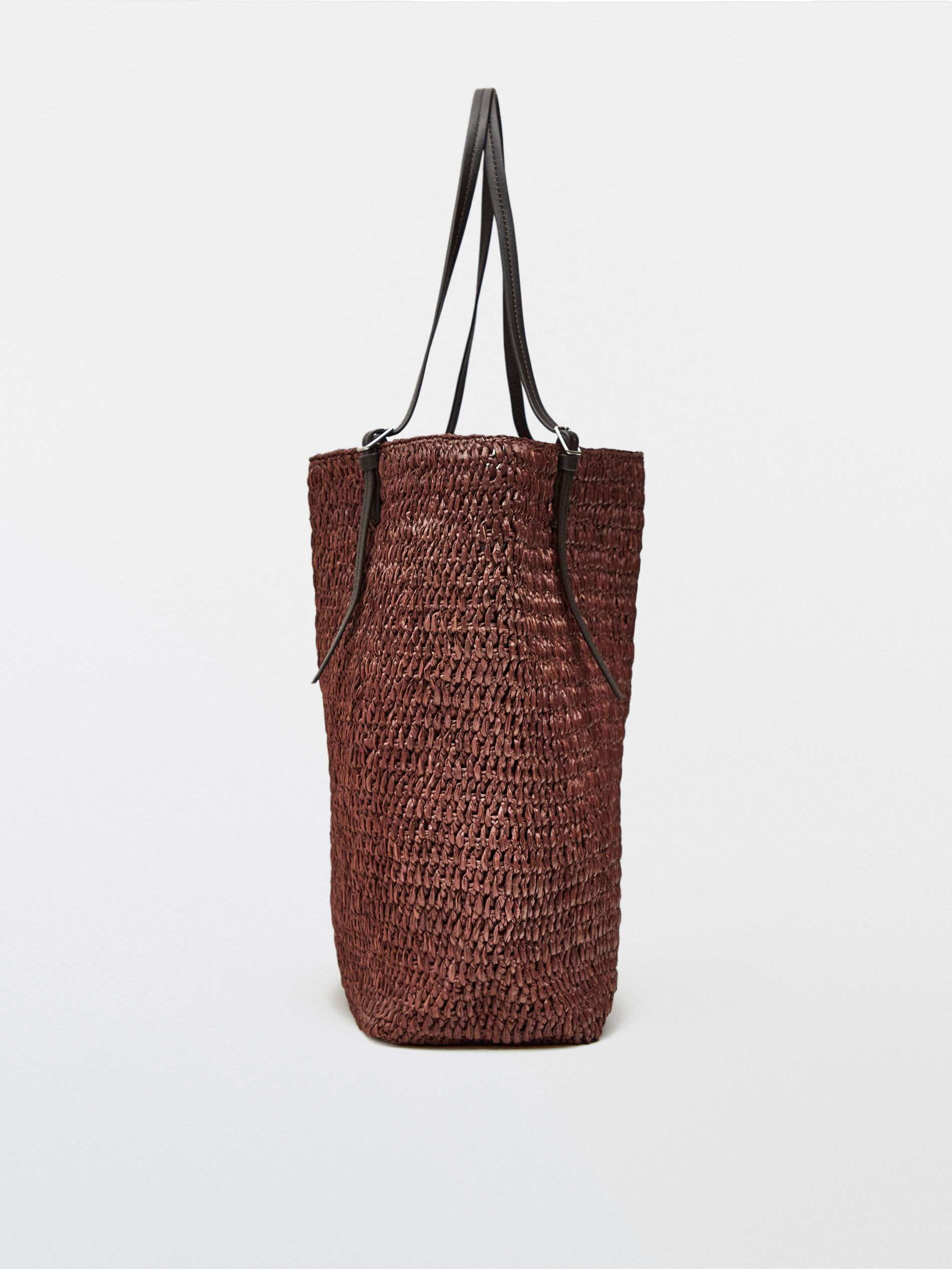 massimo dutti woven leather bag