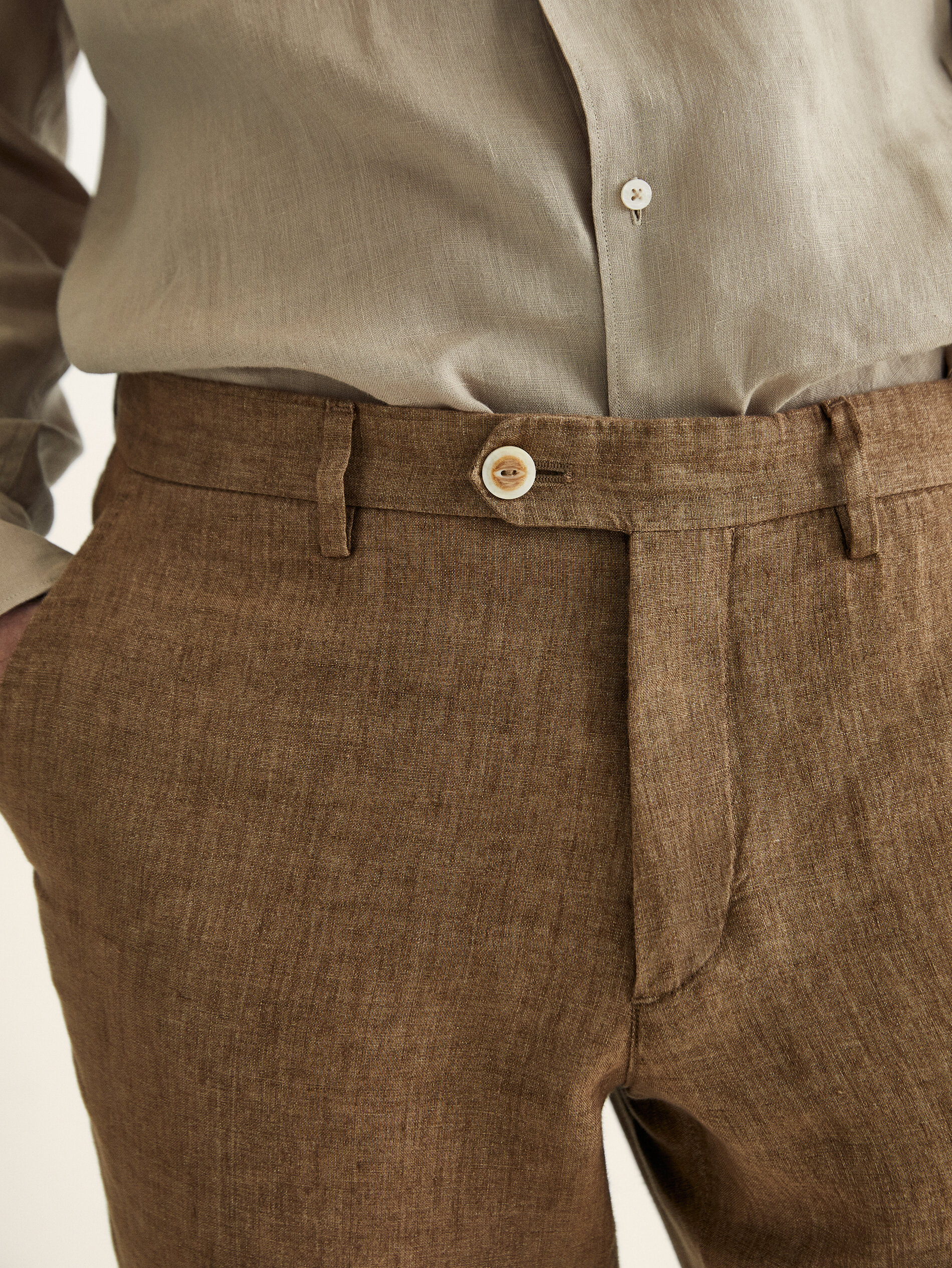 linen trousers with belt