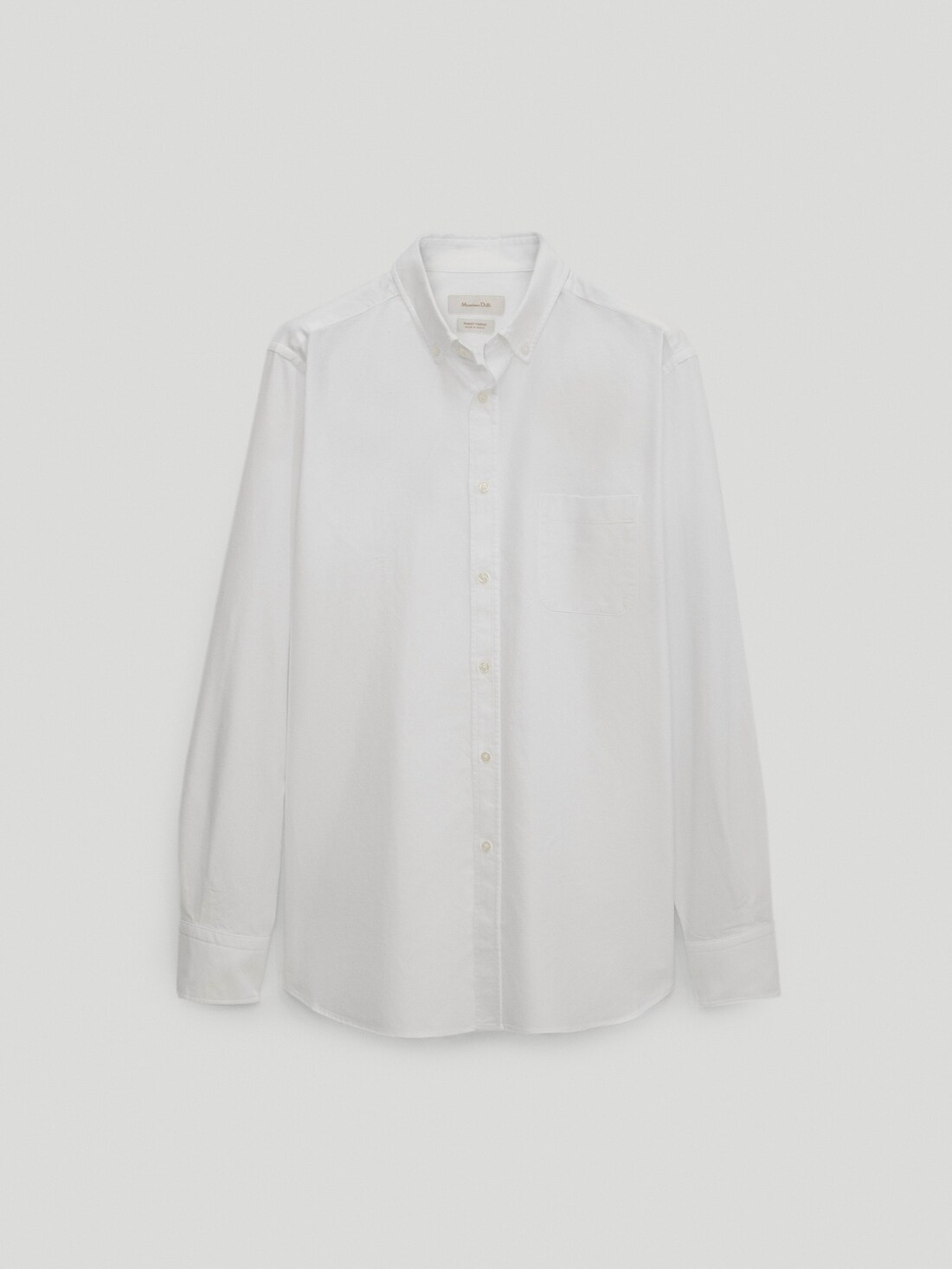 БЕЛЫЙ Рубашка оксфорд классического кроя из хлопка Massimo Dutti
