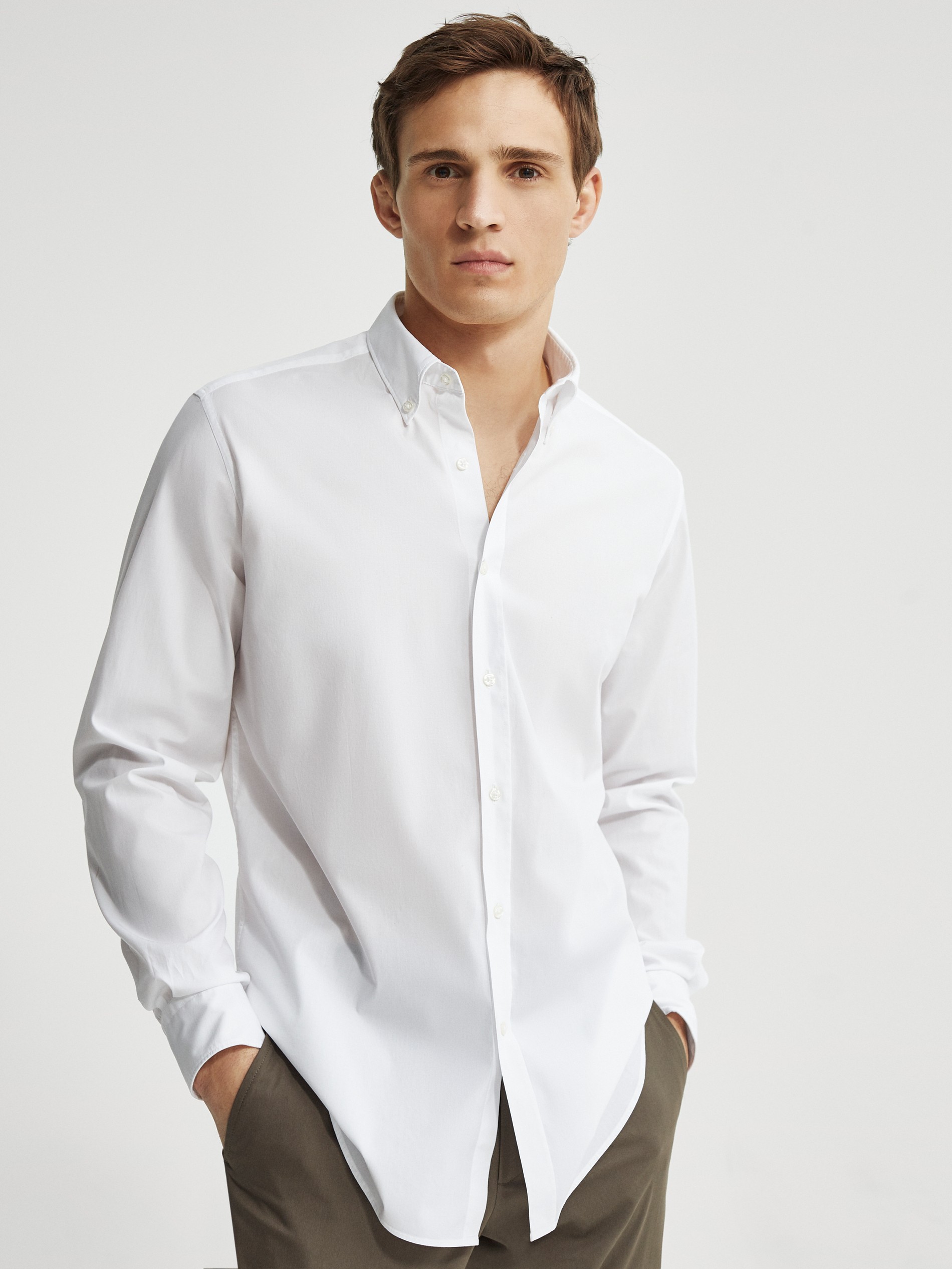 Slim fit cotton poplin shirt - null - Massimo Dutti