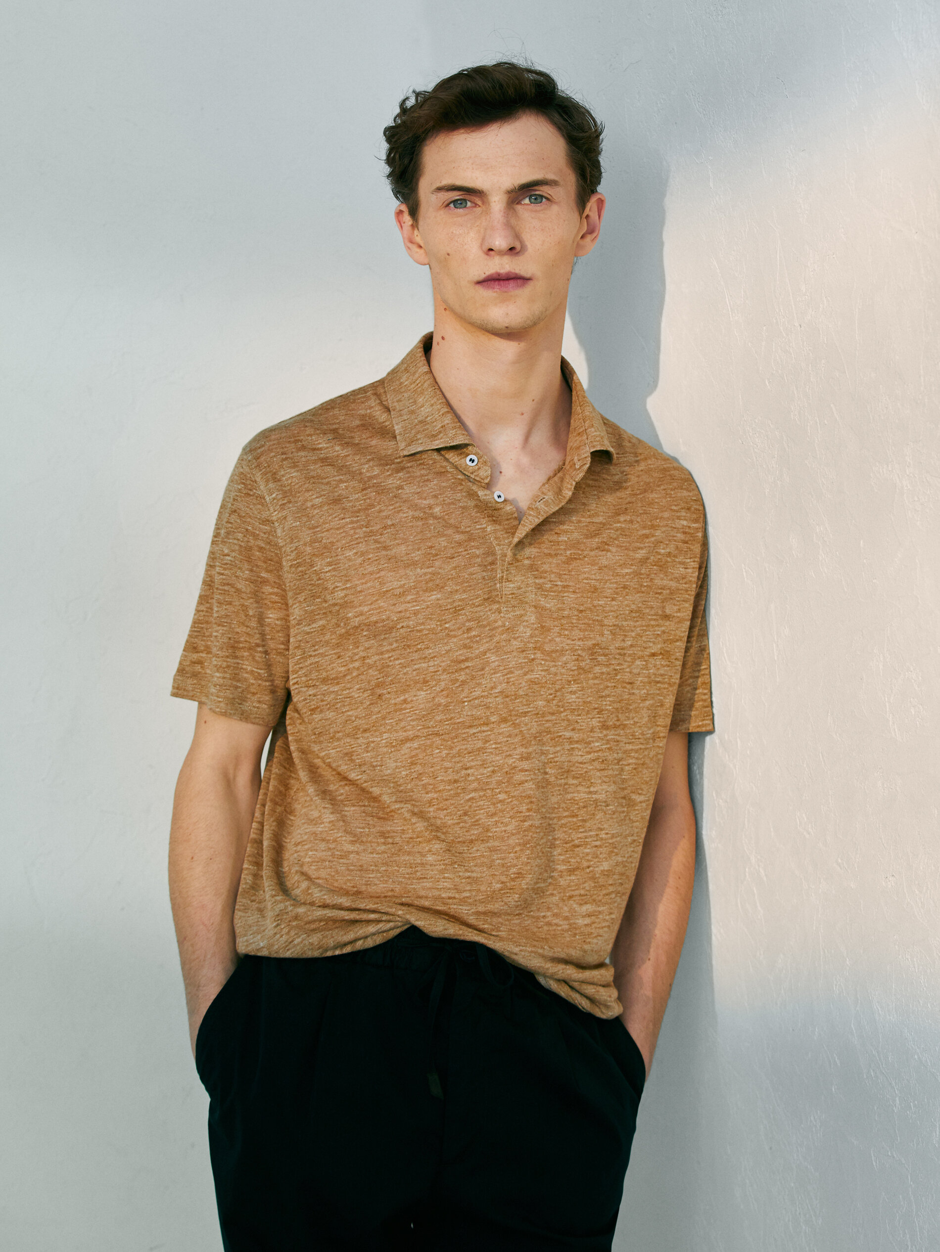 suede polo shirt