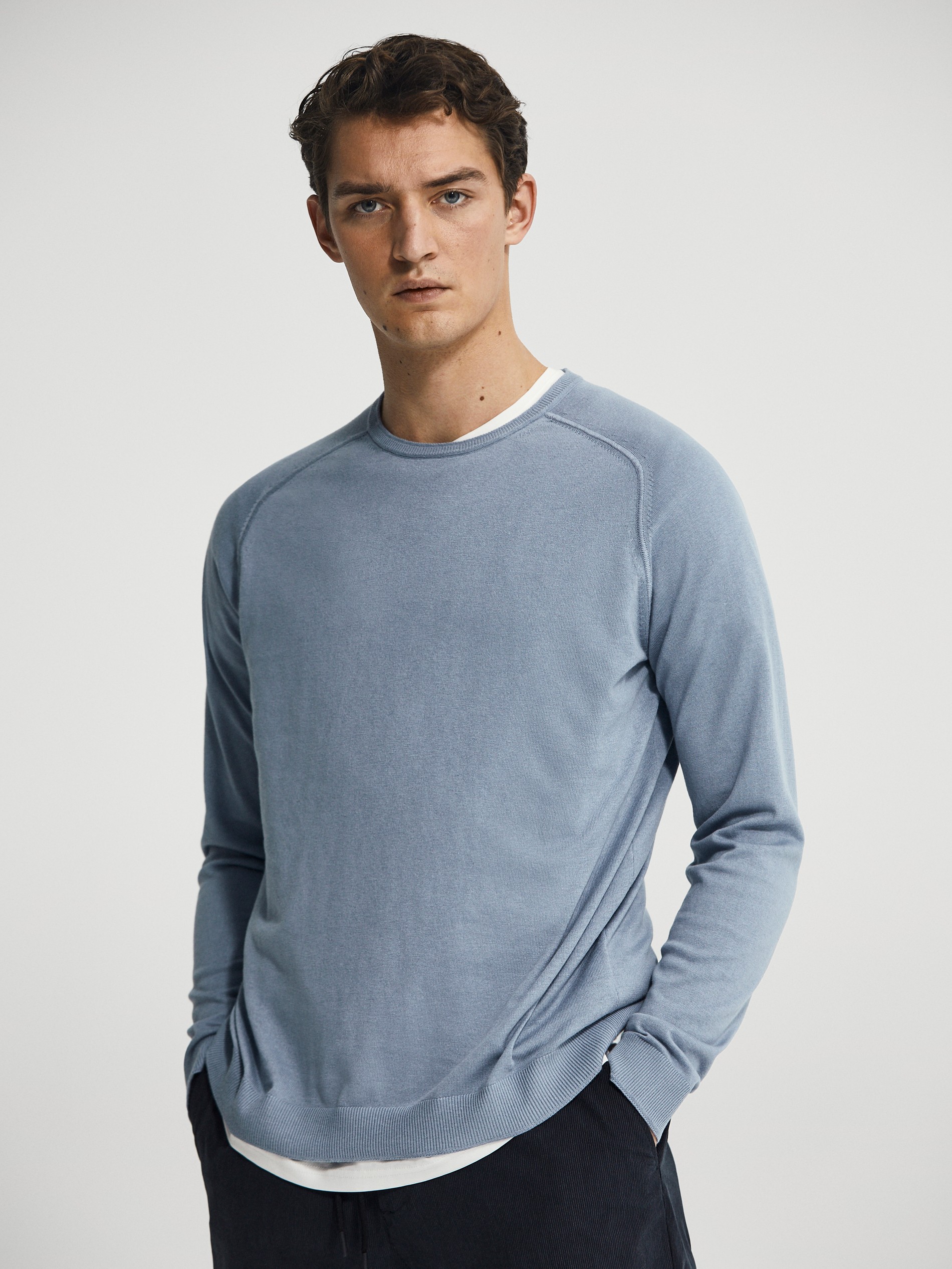 Crew neck cotton and silk sweater - Men 