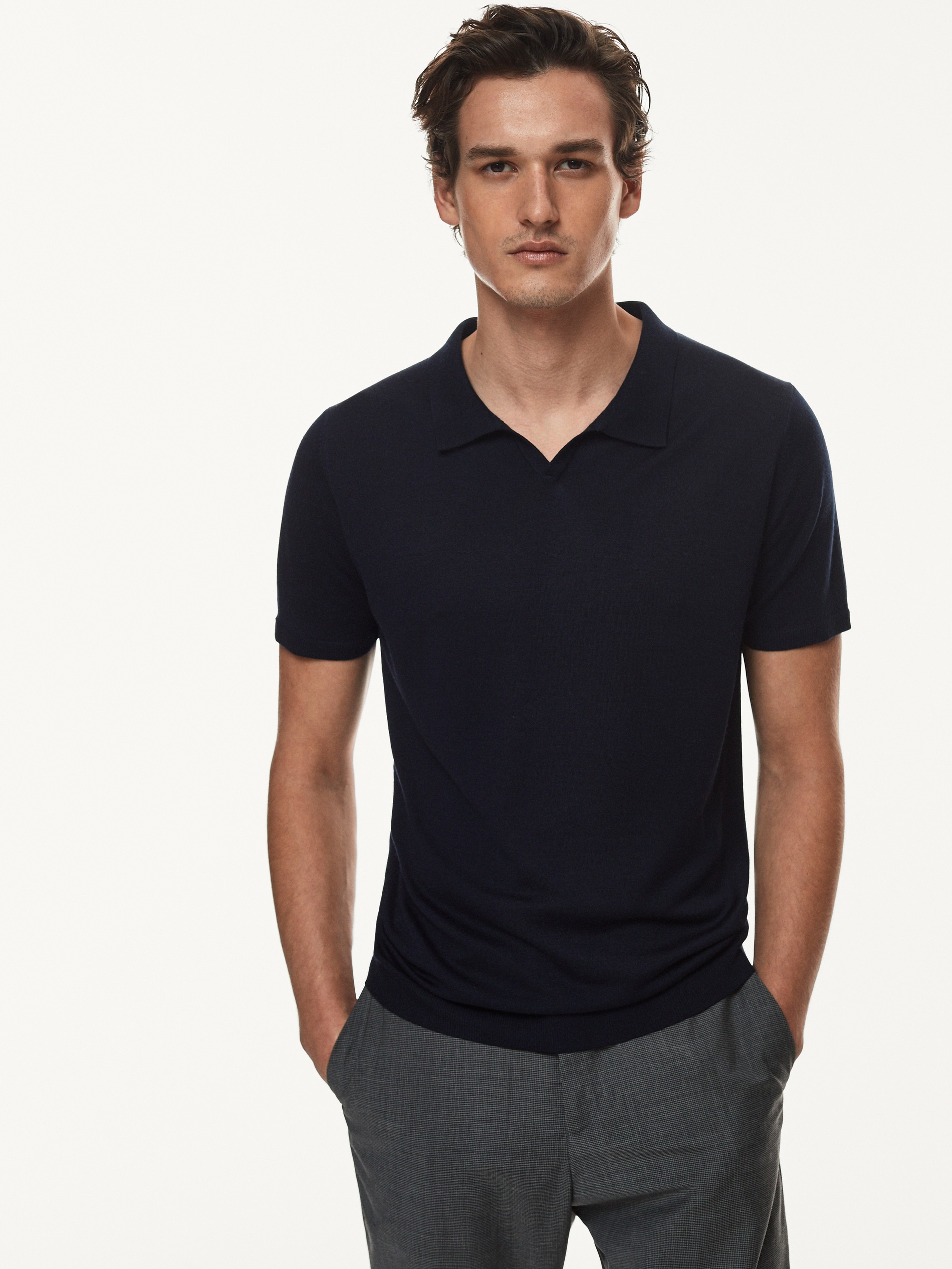 short sleeve merino polo