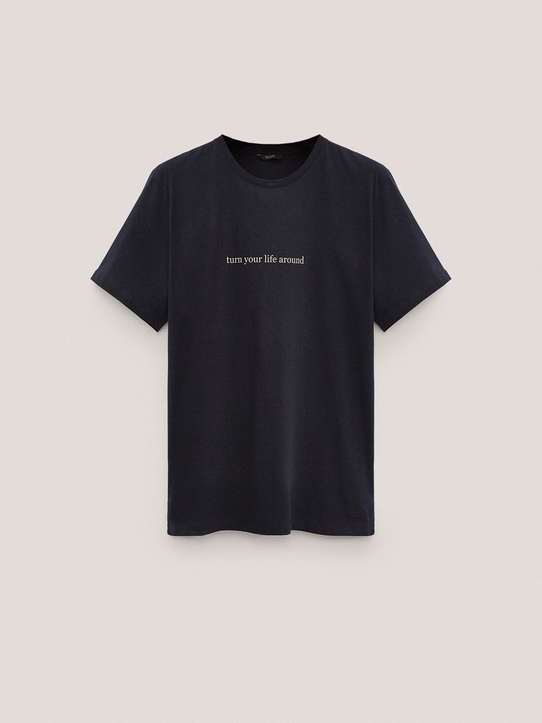ТЕМНО-СИНИЙ Хлопковая футболка с надписью Massimo Dutti
