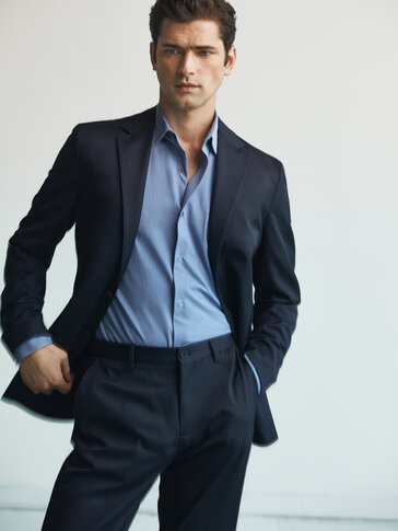 Navy Blue XL discount 95% Massimo Dutti Suit jacket MEN FASHION Suits & Sets Elegant 