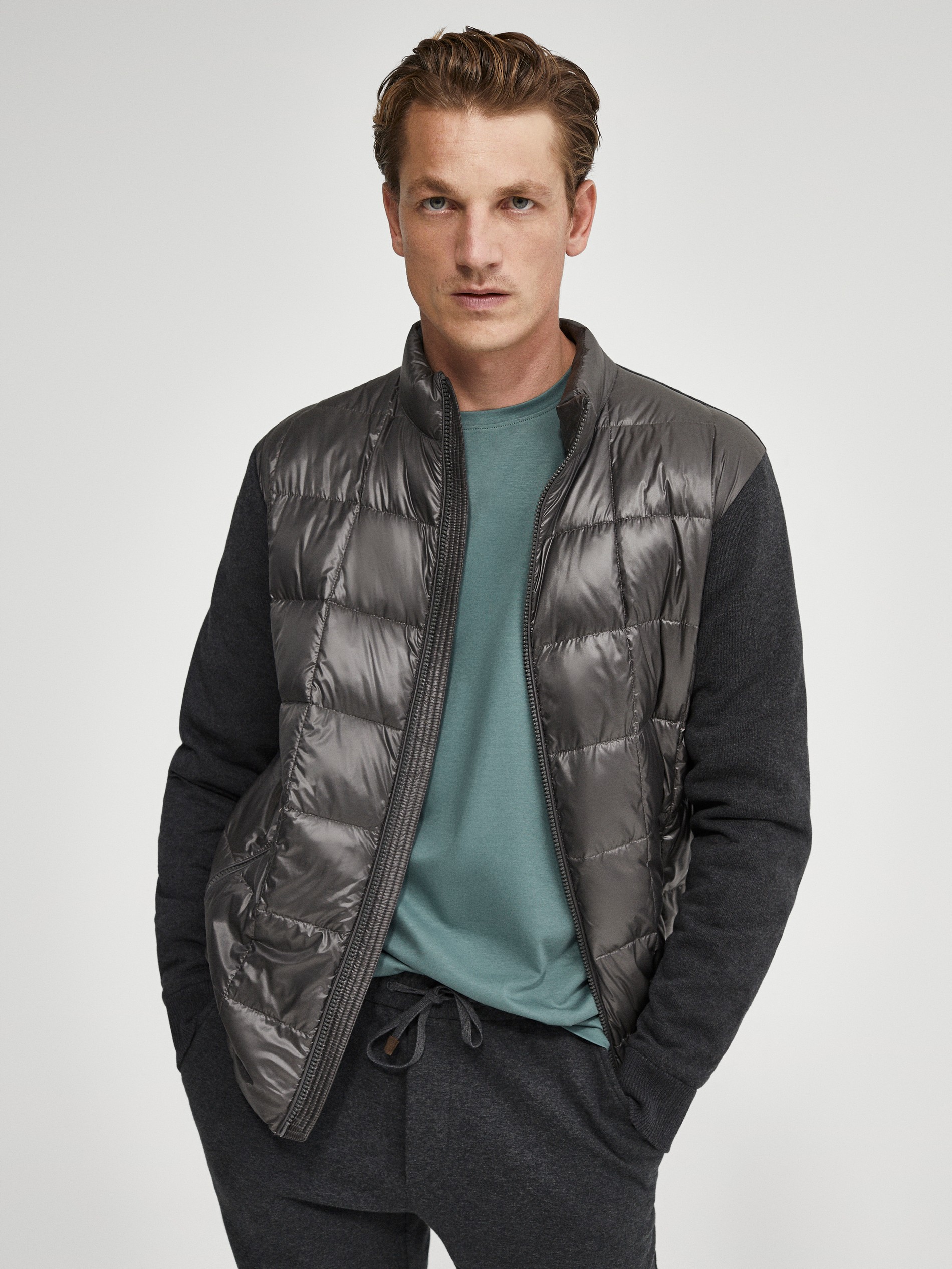 massimo dutti leather down jacket