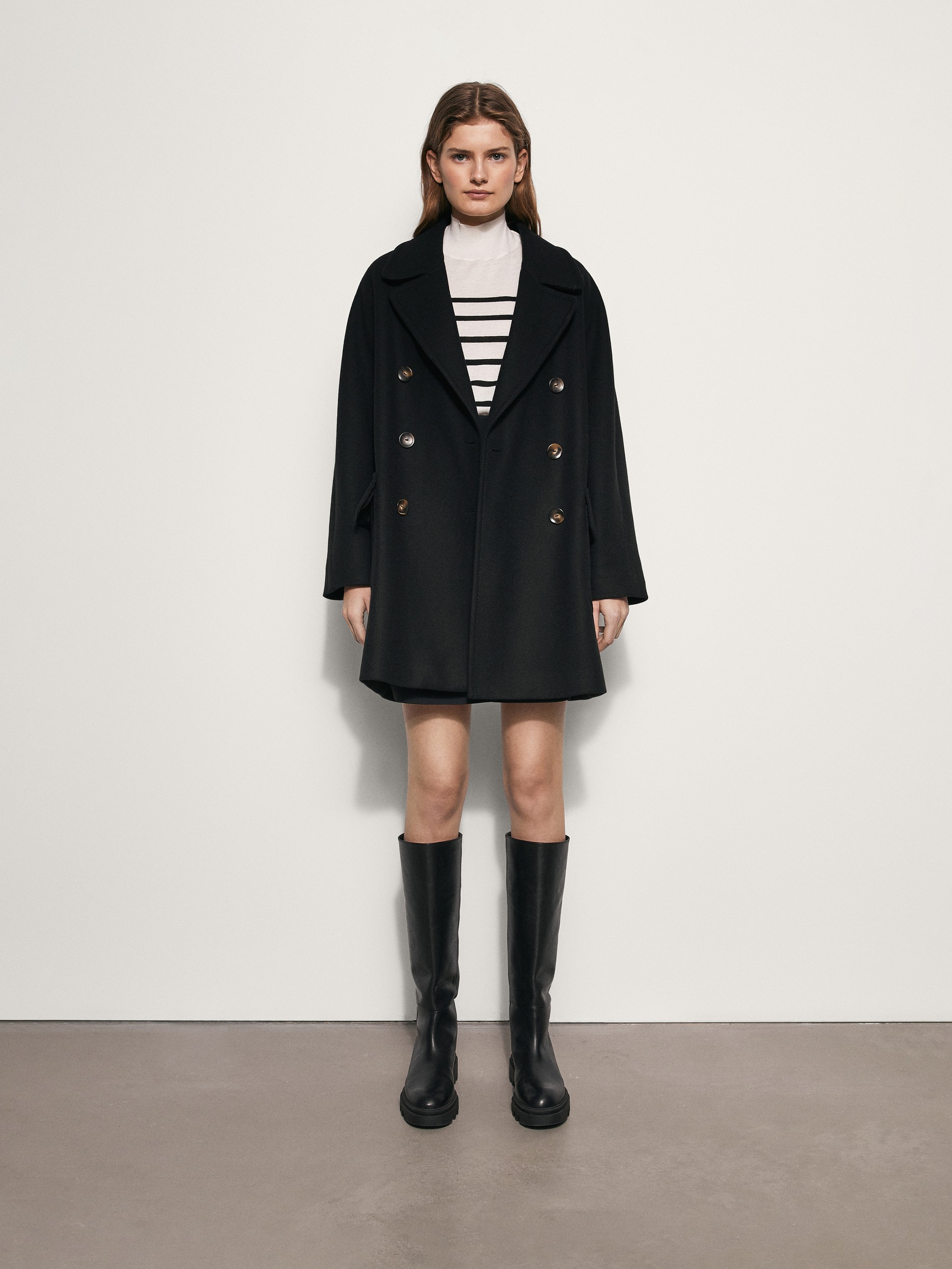 Massimo dutti black leather boots