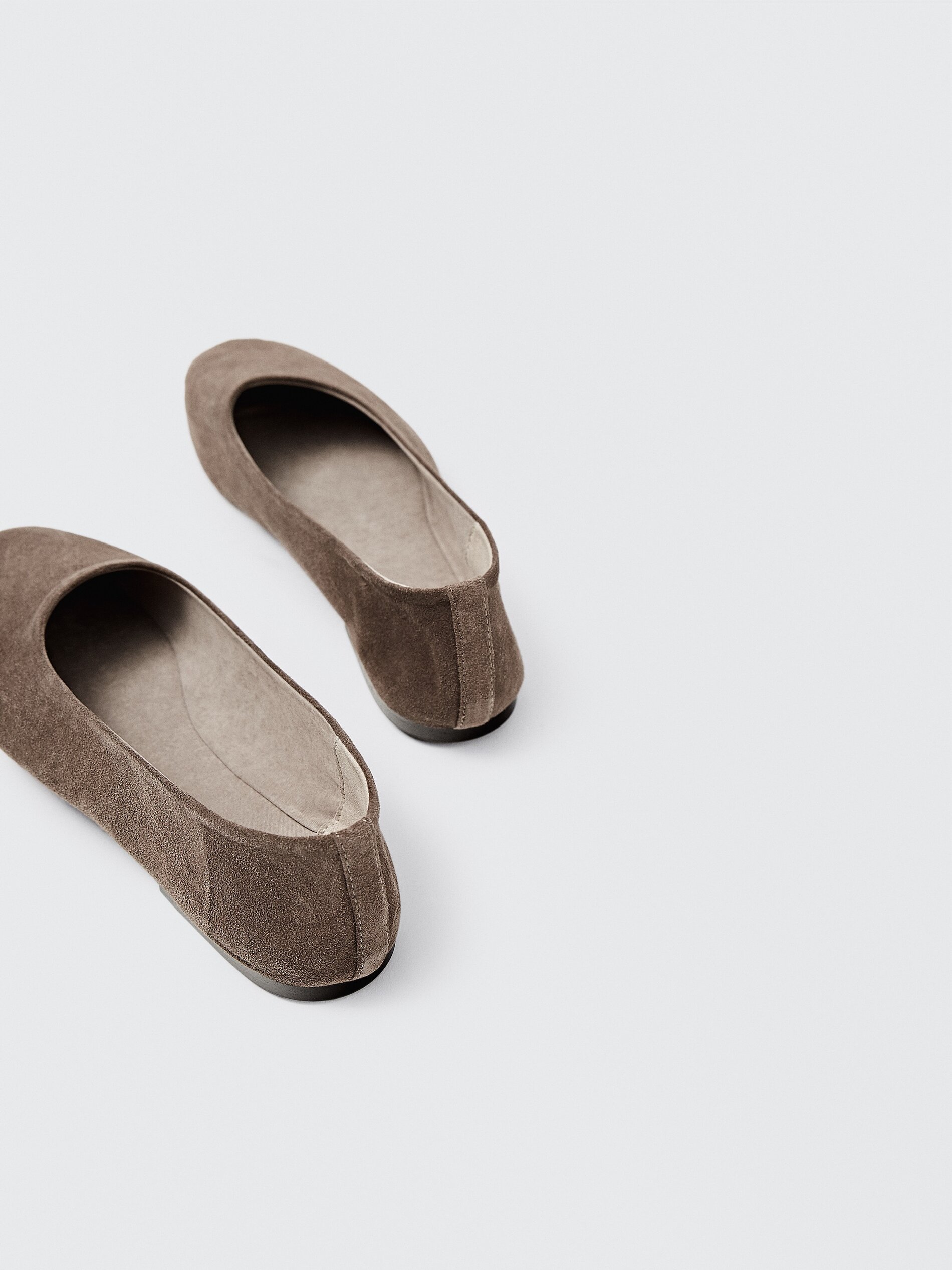 Taupe soft leather ballet flats - null