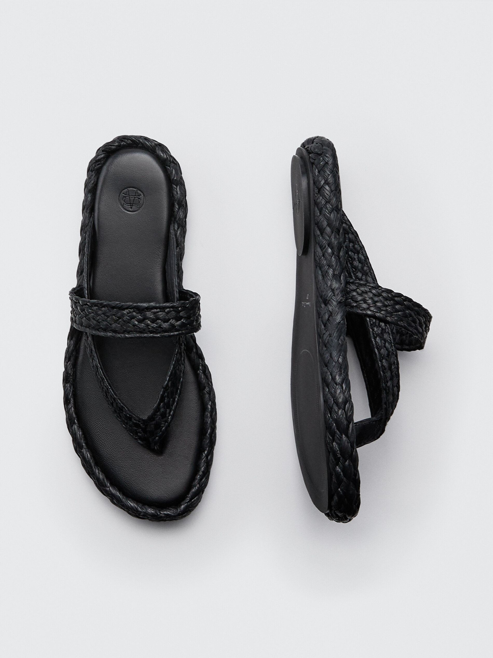 black raffia sandals