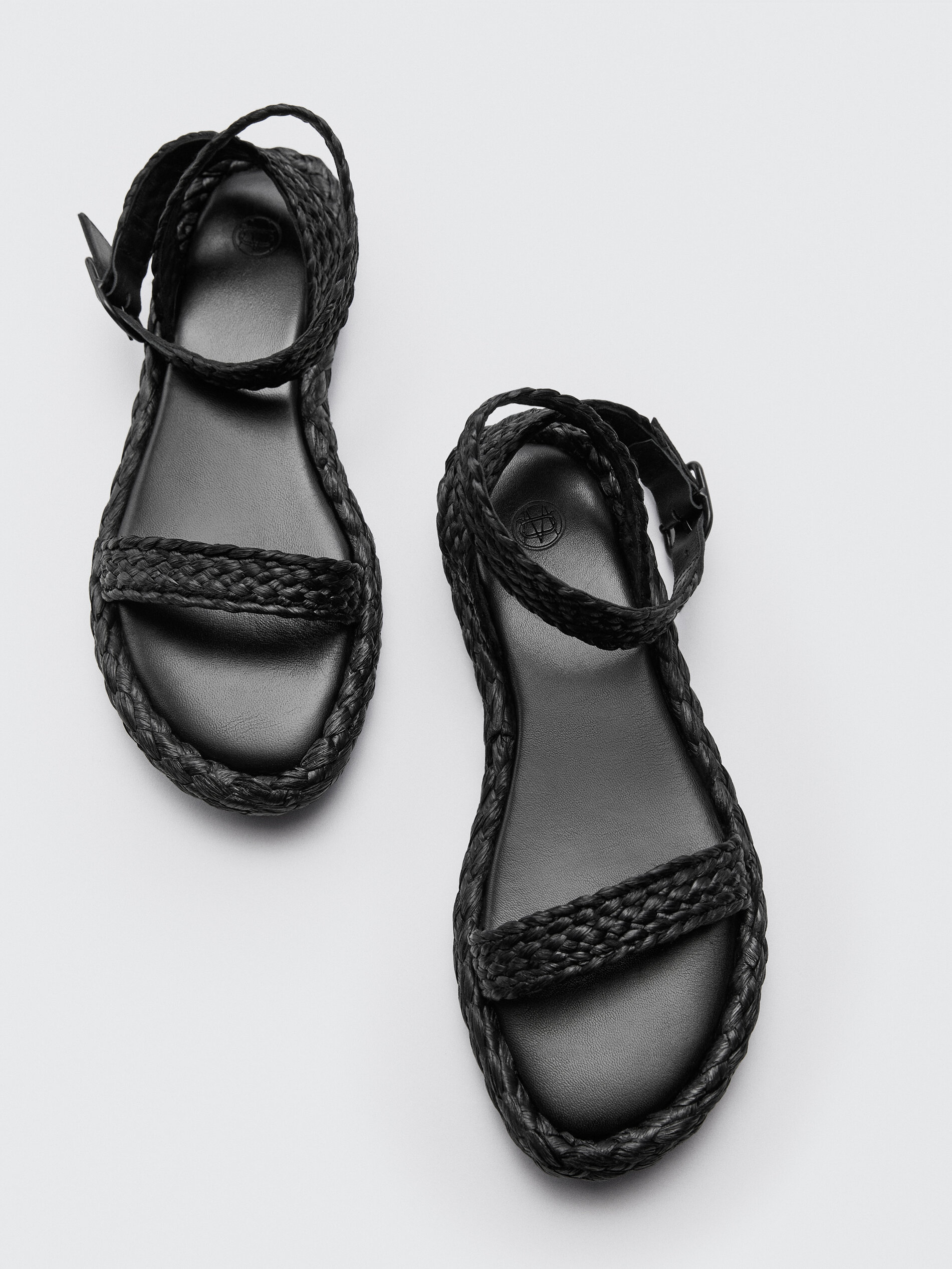 black raffia sandals