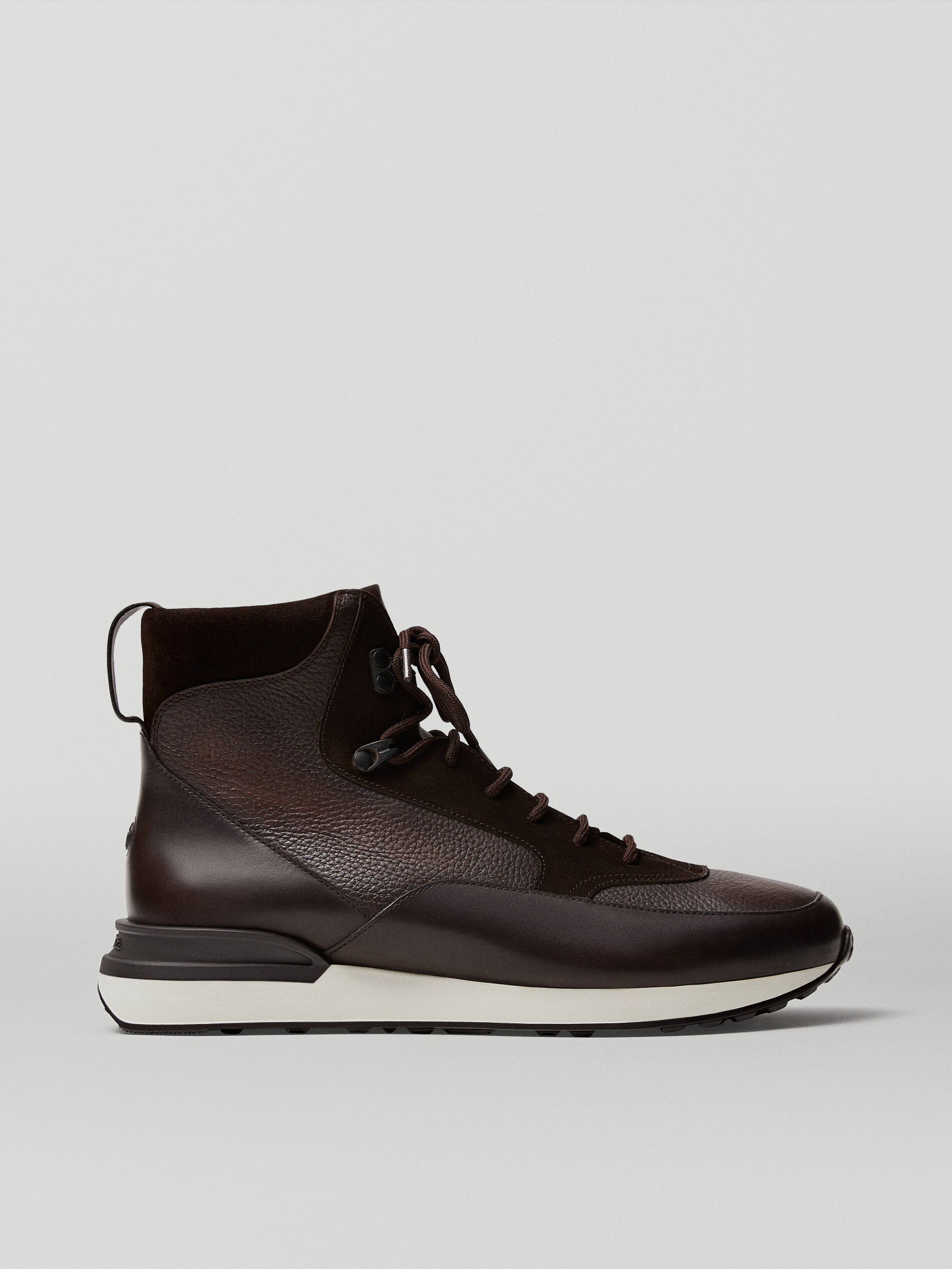 mens leather hi top trainers