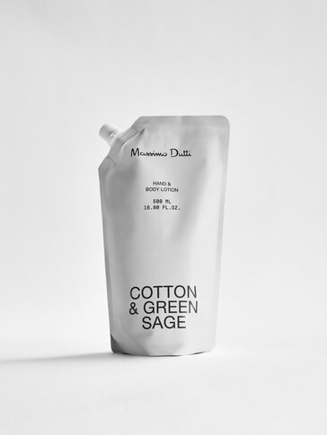(500 ml) Cotton & Green Sage krém na ruky a telové mlieko náplň