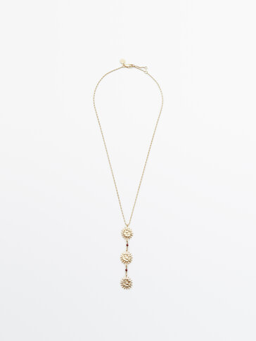 Gold-plated three sun chain necklace