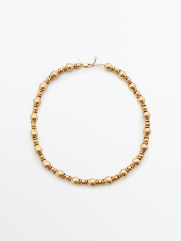 Gold-plated bell-shaped bead necklace