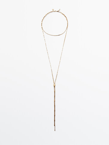 Gold-plated double-chain necklace