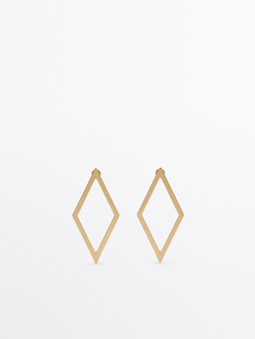 Gold-plated rigid diamond-shape earrings