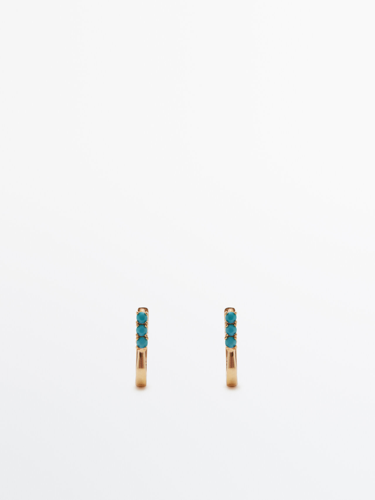 Massimo Dutti Gold-plated Small Earrings With Blue Stone