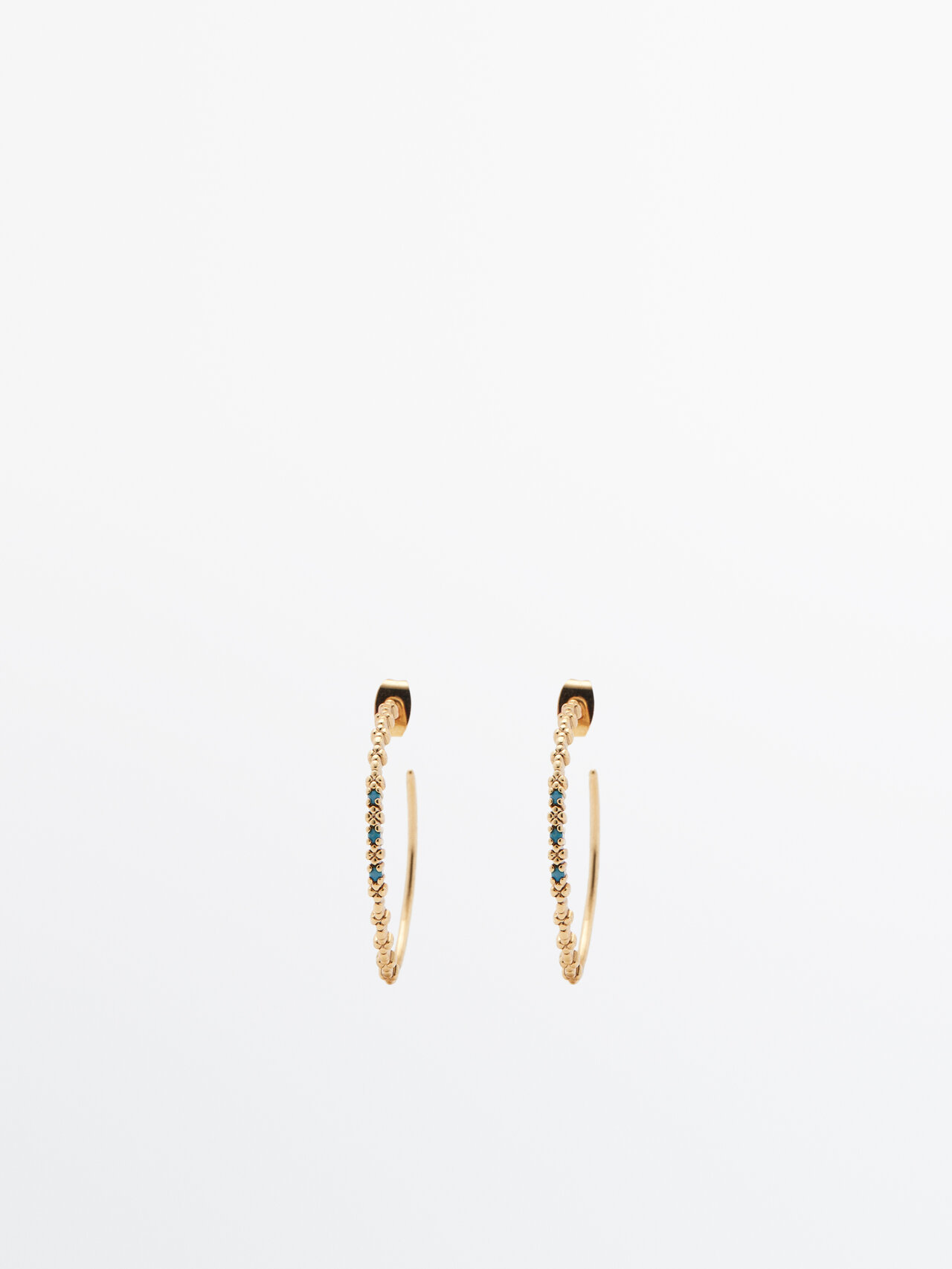 Massimo Dutti Gold-plated Hoop Earrings With Blue Stone