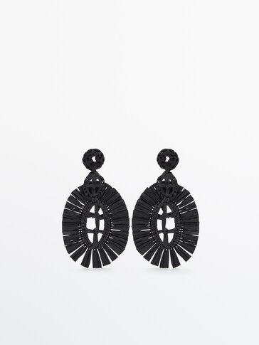 Black oval paper earrings