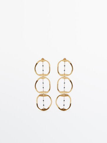 Gold-plated triple hoop earrings