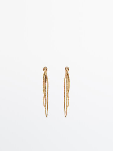 Gold-plated triple chain earrings