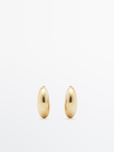 Gold-plated half-moon hoop earrings