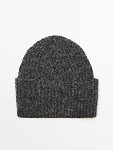 Knit beanie with turn-up detail