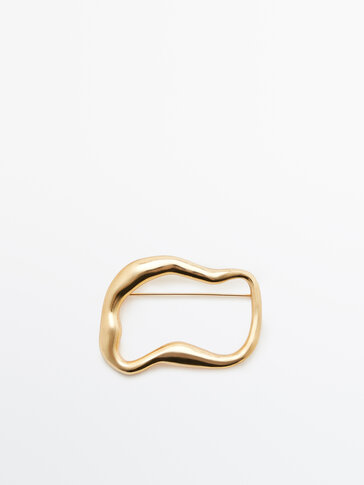 Spilla con elemento ovale placcata in oro